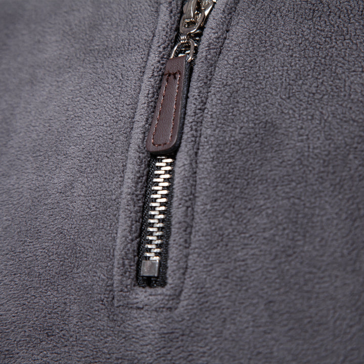 Men's lightweight fleece pullover with short zipper and stand-up collar Mune Fashion