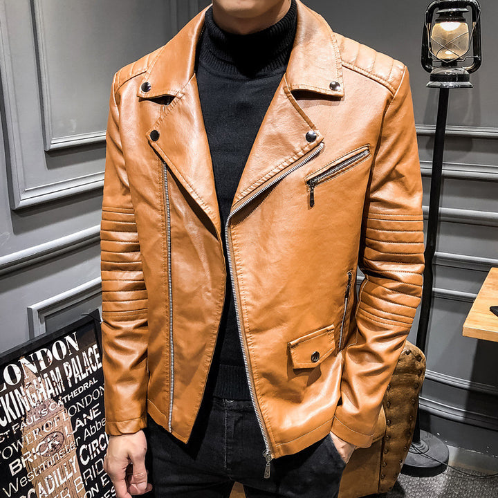 Men Stylish Faux Leather Biker Jacket Mune Fashion