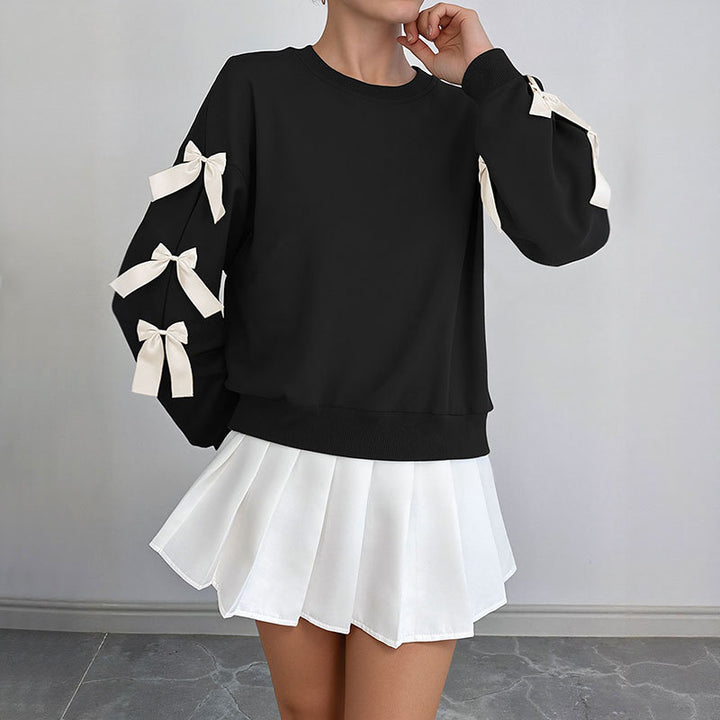 Women's Crop Sweater with Bow Details Mune Fashion
