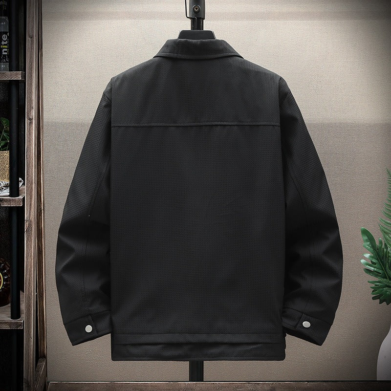 Men's Textured Overshirt in Boxy Cut with Snap Button Placket & Flap Pockets Mune Fashion