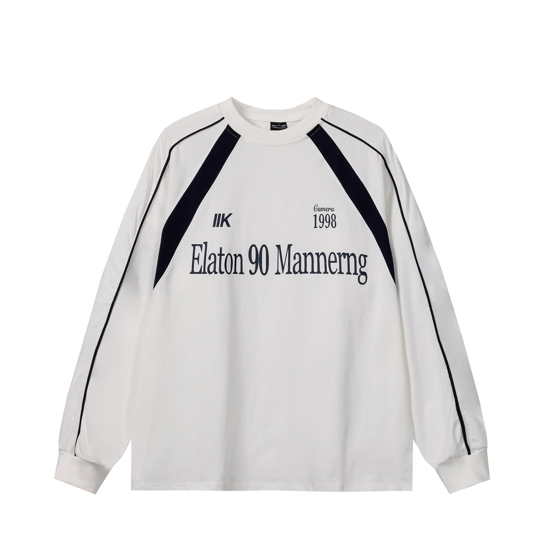 Unisex Oversize Sweatshirt in Retro Sports Style with Raglan Sleeves and Contrast Piping Mune Fashion