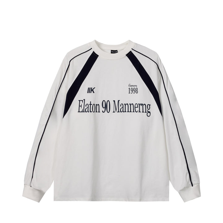 Unisex Oversize Sweatshirt in Retro Sports Style with Raglan Sleeves and Contrast Piping Mune Fashion