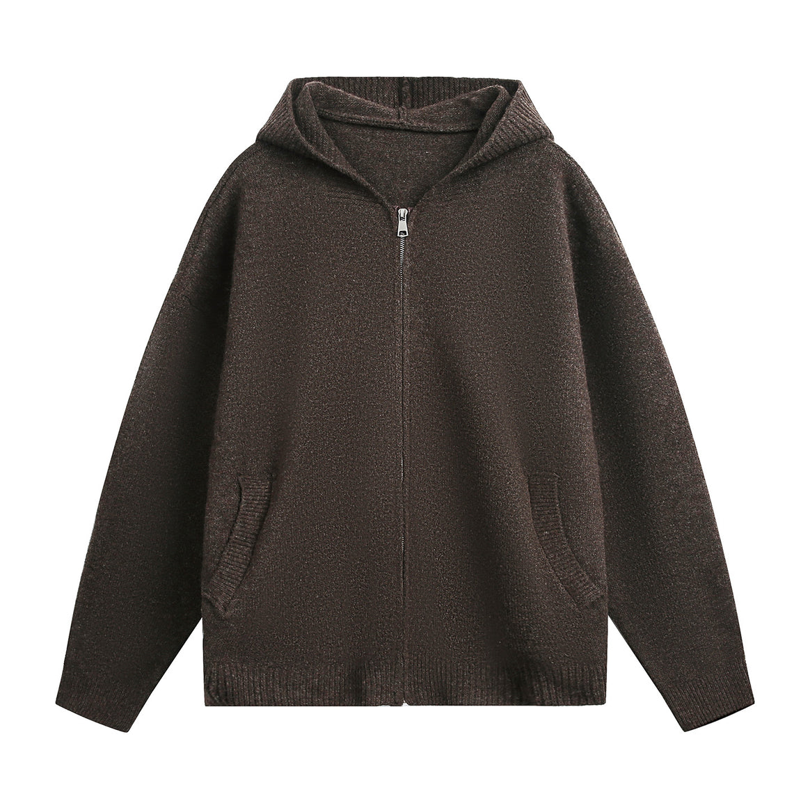 Unisex chunky knit hoodie jacket with full zip and patch front pockets Mune Fashion