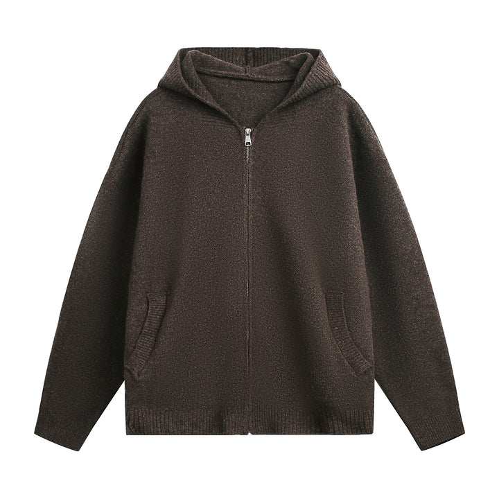 Unisex chunky knit hoodie jacket with full zip and patch front pockets Mune Fashion