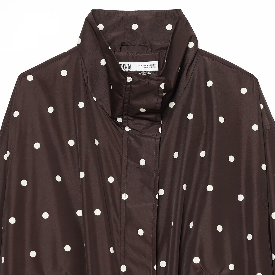 Women's Dotted Lightweight Transition Jacket with Funnel Collar and Elastic Hem Mune Fashion