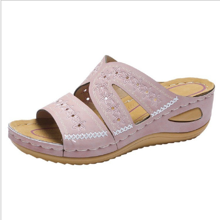 Ladies nan ergonomic comfort sandals with anatomical footbed and floral laser perforation Mune Fashion