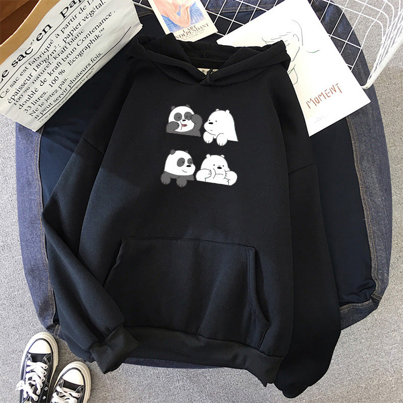 Unisex hooded sweatshirt with cute comic animal print, kangaroo pocket and soft fleece inner lining Mune Fashion