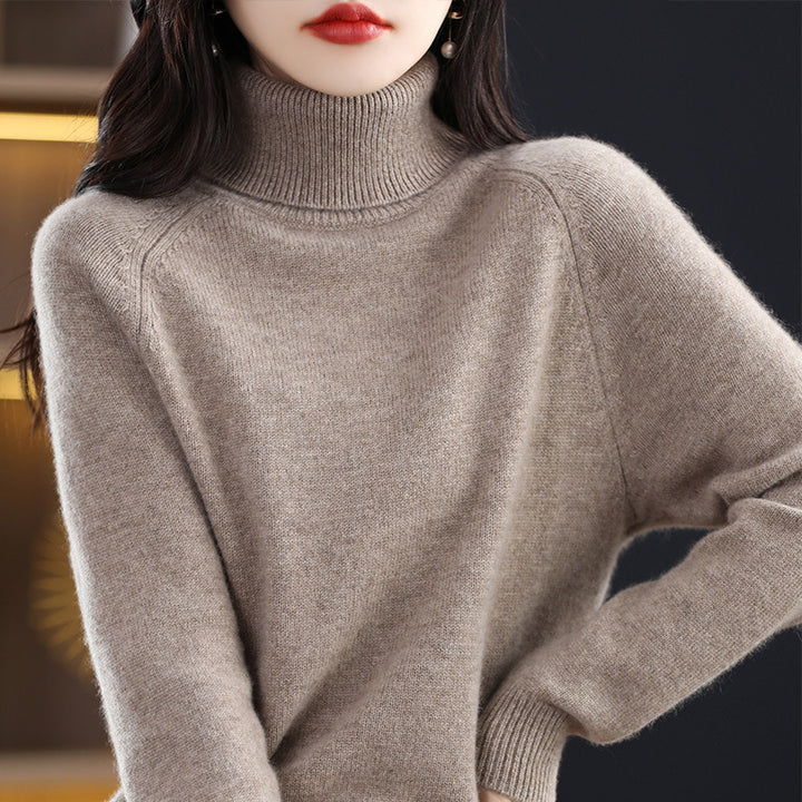 Women's Soft High Collar Sweater made of fluffy Wool Mix with Raglan Sleeves Mune Fashion