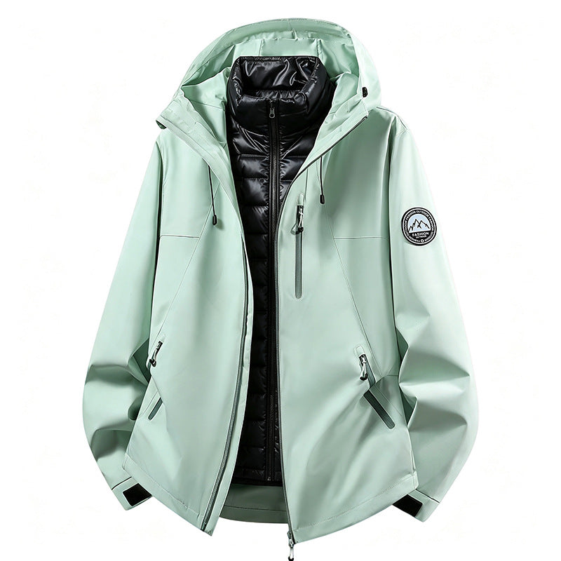 Unisex non-waterproof three-piece softshell jacket with detachable quilted inner jacket and hood Mune Fashion