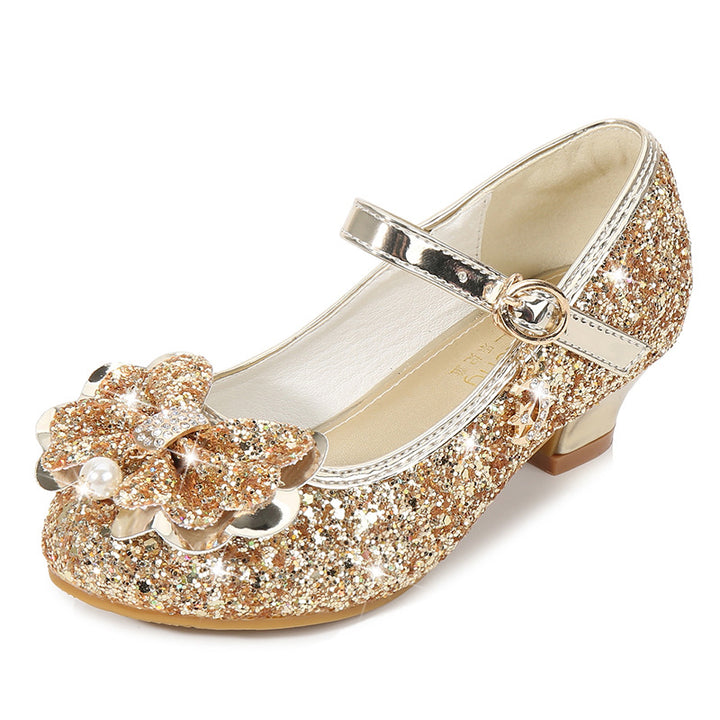 Girls Glittering Ballet Flats with Bow Applique Mune Fashion