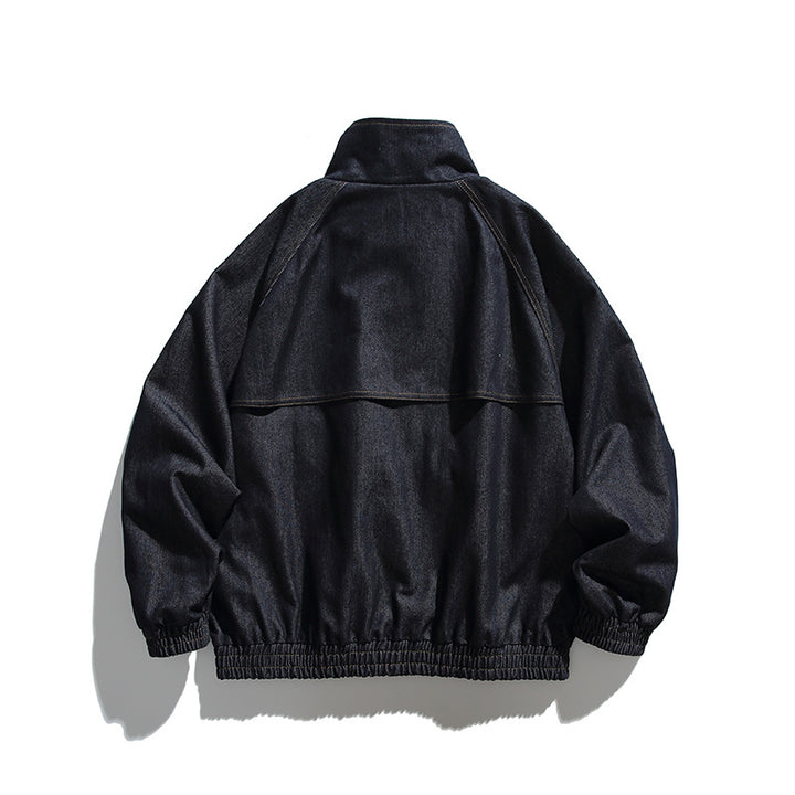 Unisex Boxy Jeans Jacket in Oversized Cut with Stand-Up Collar and Flap Pockets Mune Fashion