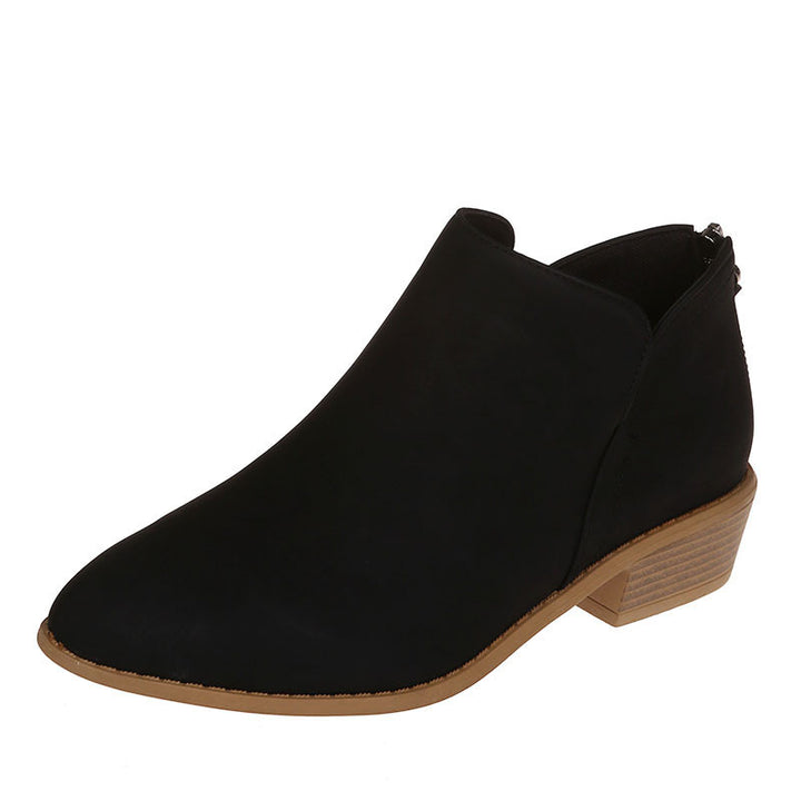 Women's slim ankle boots made of micro suede with hidden back zipper and slight block heel Mune Fashion