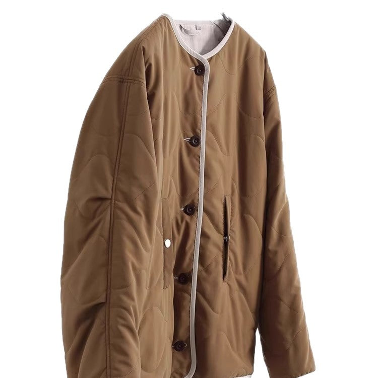Women Stylish Quilted Jacket with Round Neckline Mune Fashion