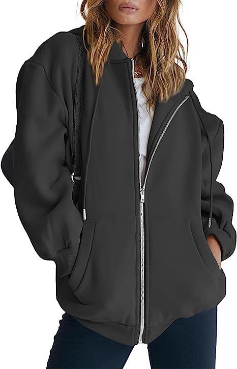 Women oversized hoodie jacket with full zip and kangaroo pockets Mune Fashion