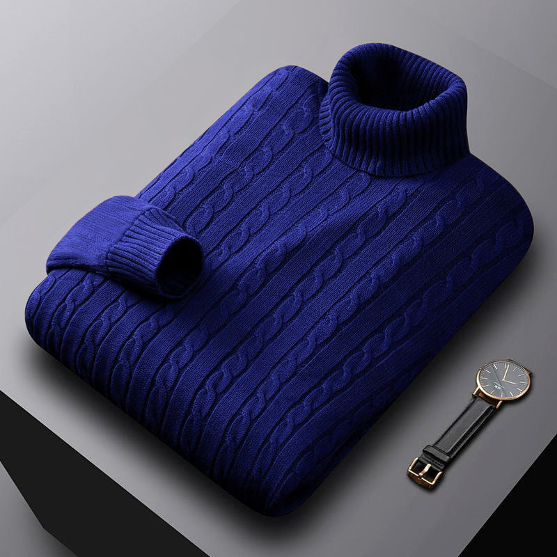 Men's chunky knitted turtleneck sweater with cable pattern and warming knit structure Mune Fashion