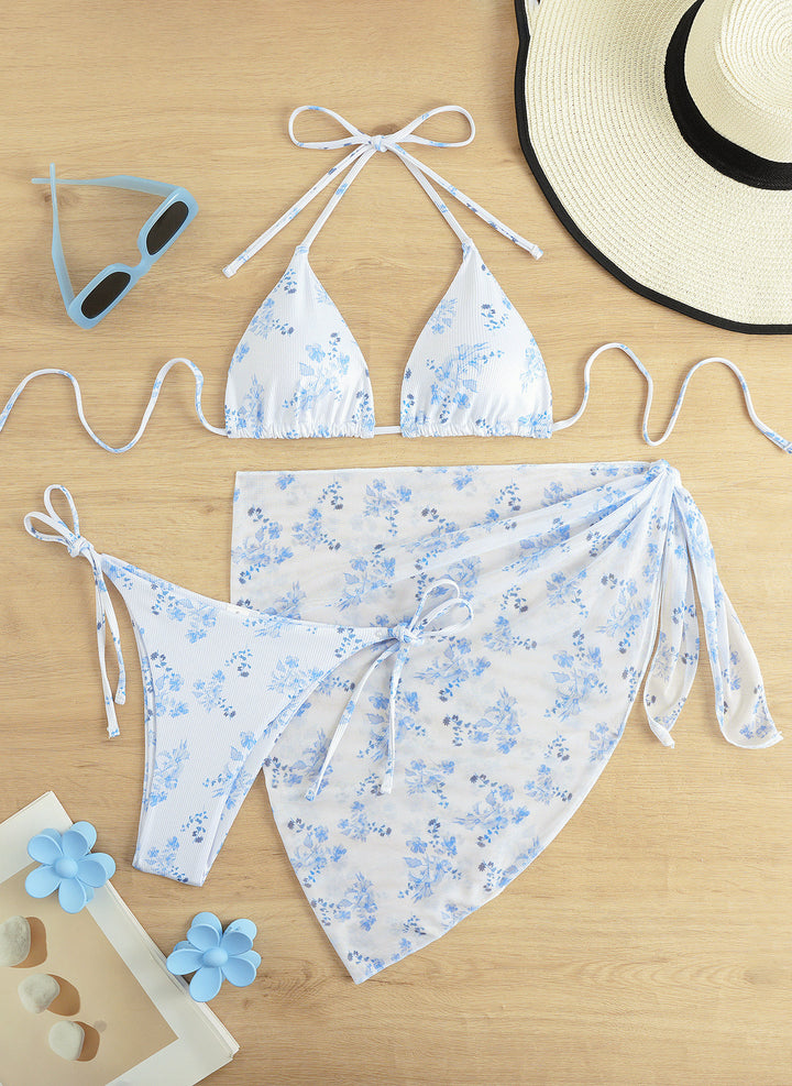 Women's Triangle Bikini Set with Elegant Wrap Skirt Mune Fashion