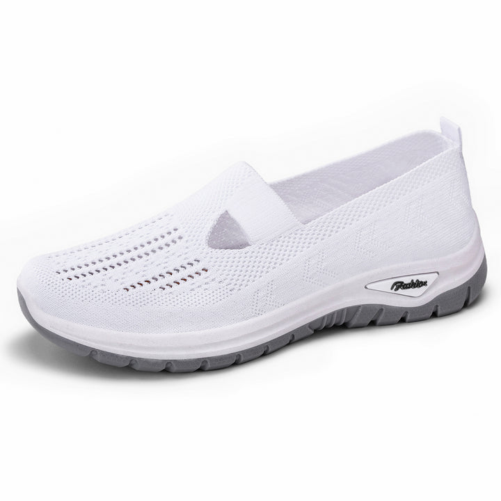 Ladies knitted slip-on sneakers with breathable upper material and shock-absorbing profile sole Mune Fashion