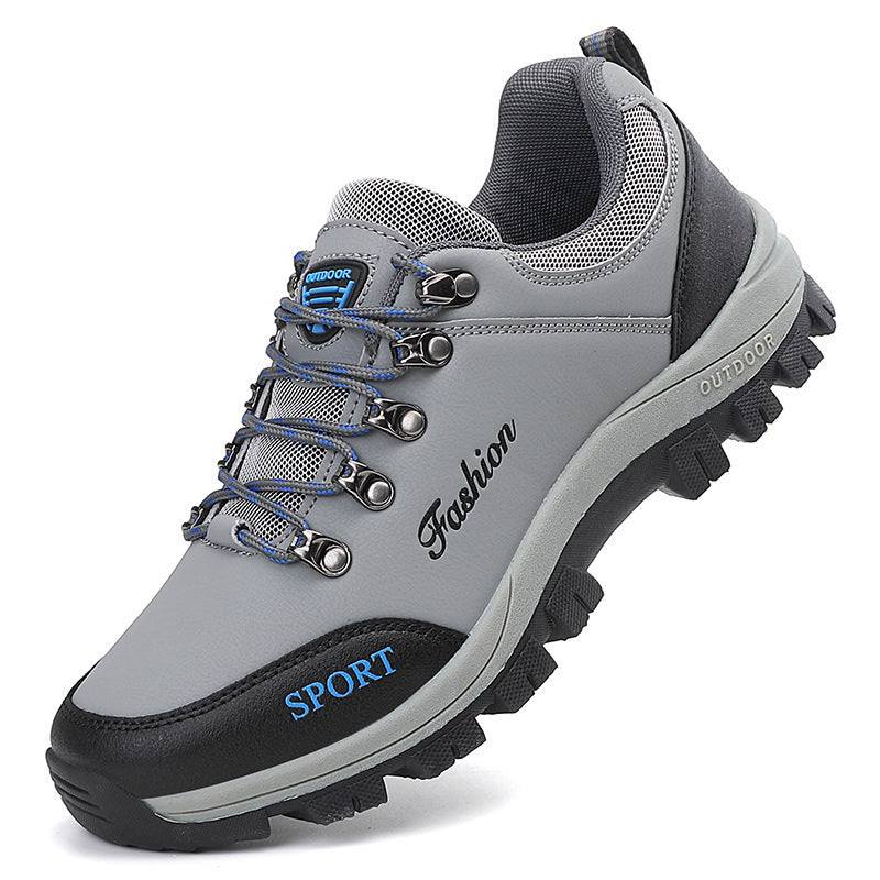 Men's sturdy trekking shoes with metal eyelets, reinforced toe cap, and durable outdoor outsole Mune Fashion