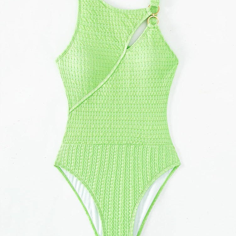 Women's one-piece swimsuit with a trendy cut and golden accents Mune Fashion