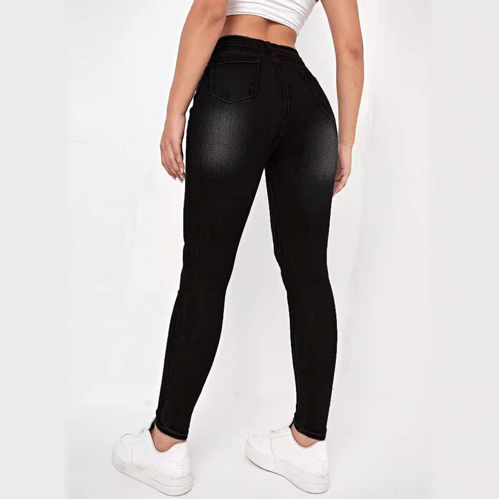 Women high-waisted Sculpting Skinny Jeans with targeted rips and shaping comfort waistband Mune Fashion