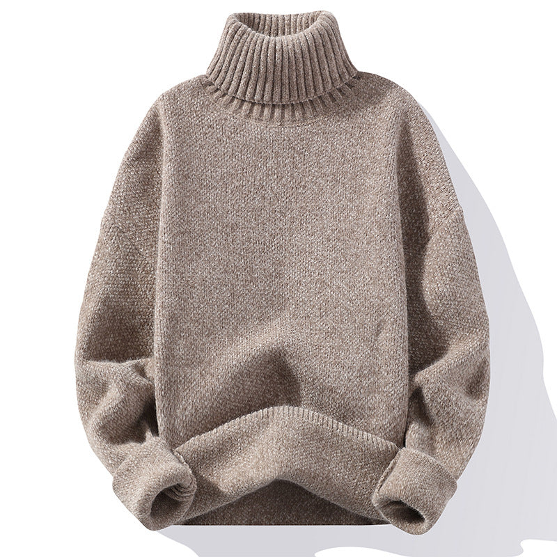 Men's turtleneck sweater made of boucle fine knit with ribbed cuffs Mune Fashion