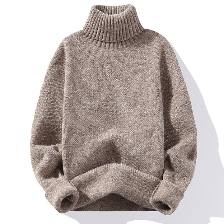 Men's turtleneck sweater made of boucle fine knit with ribbed cuffs Mune Fashion