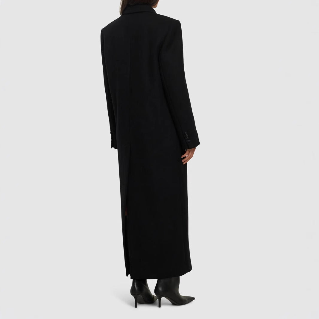 Women Double-breasted Maximalist Wool Coat with Shawl Collar Mune Fashion