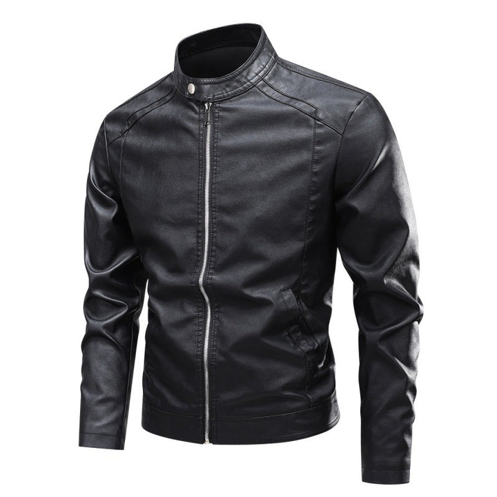 Men's Fashion Leather Jacket with Stand-Up Collar and Practical Zipper Pockets Mune Fashion