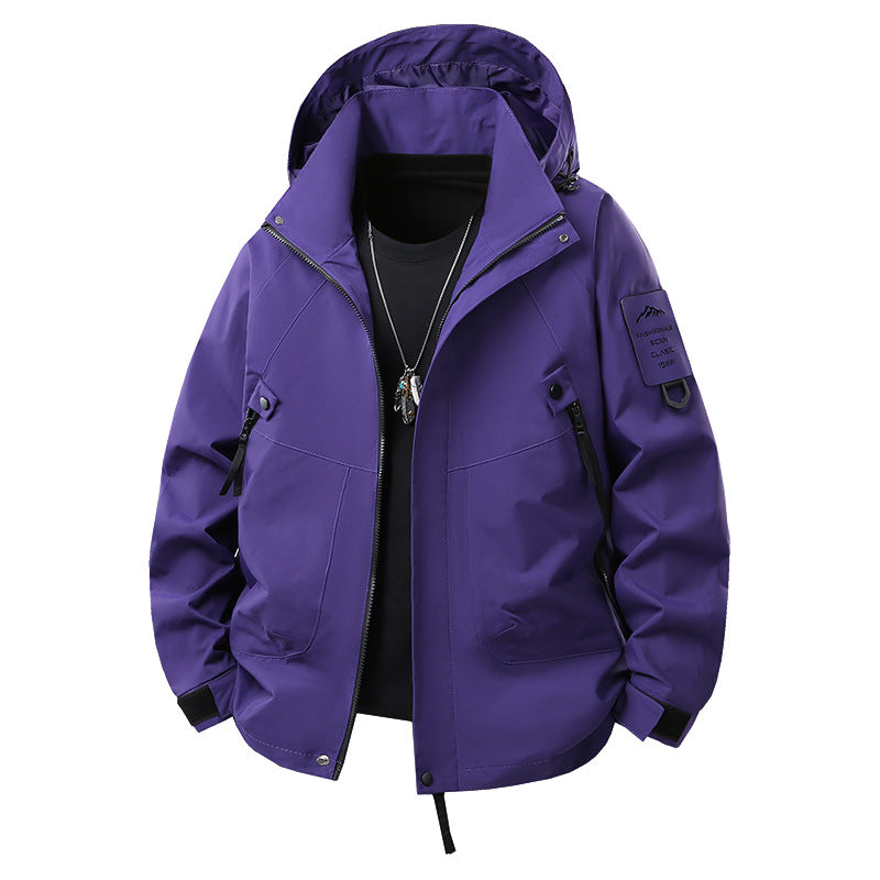 Men's Technical Hooded Softshell Jacket with Water-Repellent Membrane, Zipper Pockets and Adjustable Waist Mune Fashion