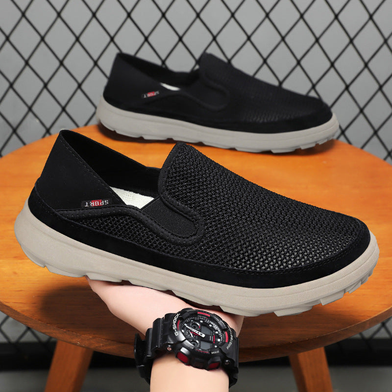 Men's breathable mesh slip-on with suede trim, elastic entry, and grippy outdoor tread sole Mune Fashion