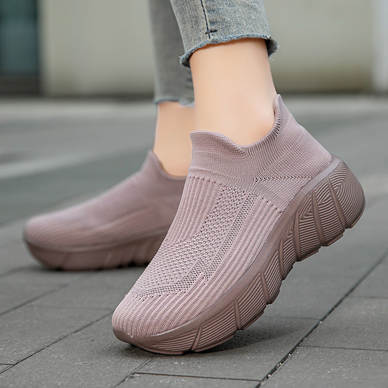 Unisex nan seamless knit slip-on shoe with sculpted platform outsole and orthopedically shaped heel support Mune Fashion
