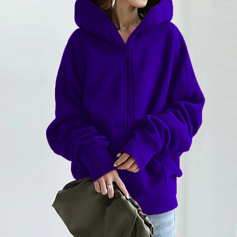 Women's oversized zip-up hoodie with kangaroo pocket made of fluffy fleece Mune Fashion