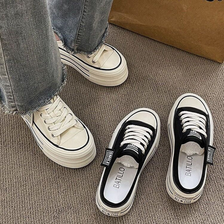 Women's Casual Canvas Sneakers with Durable Upper Material and Distinctive Design Mune Fashion