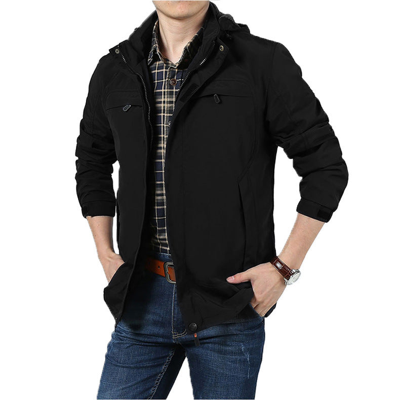 Men's Light Hoodie Field Jacket in Urban Utility Style with Zipper and Multifunctional Pockets Mune Fashion