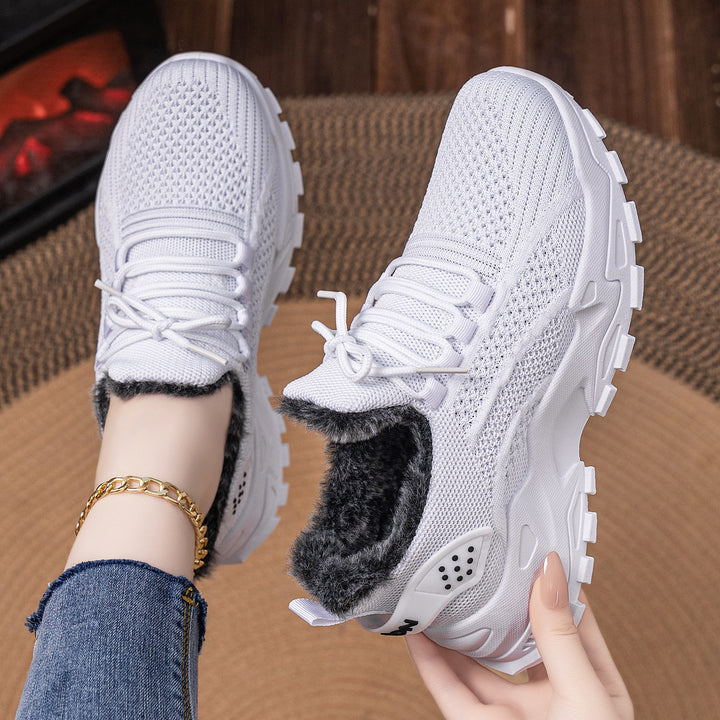 Women's knitted winter chunky sneakers with cozy faux fur lining and profiled cushioning sole Mune Fashion