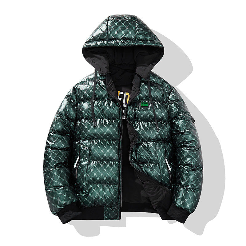 Men's Fashion Quilted Jacket with Hood and Shiny Finish Mune Fashion