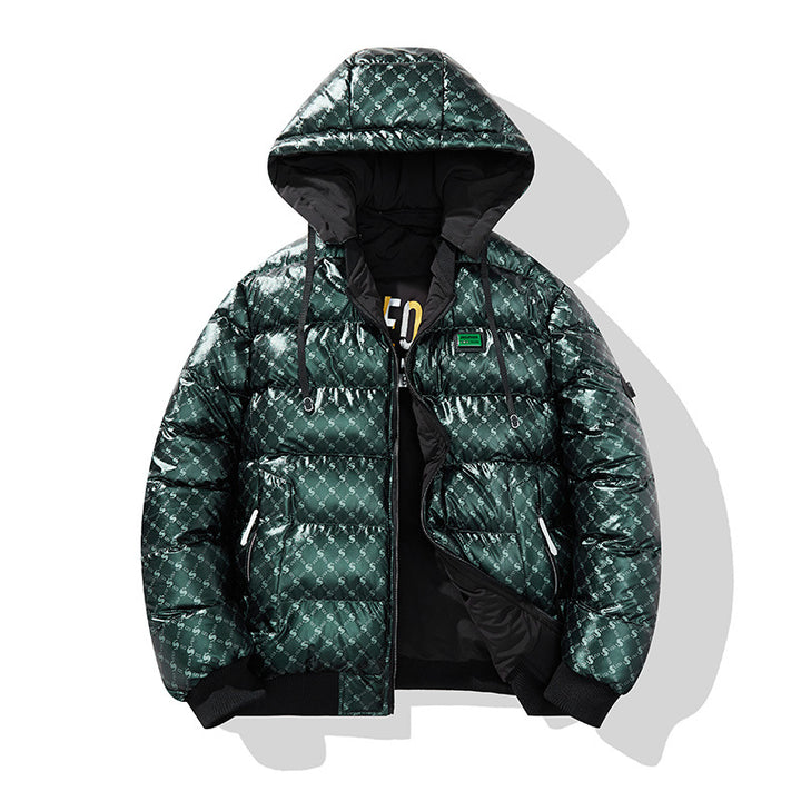 Men's Fashion Quilted Jacket with Hood and Shiny Finish Mune Fashion