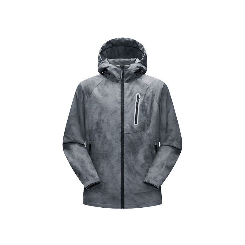 Men's Technical Rain Jacket with Hood Waterproof Shell and Reflective Chest Pocket Mune Fashion
