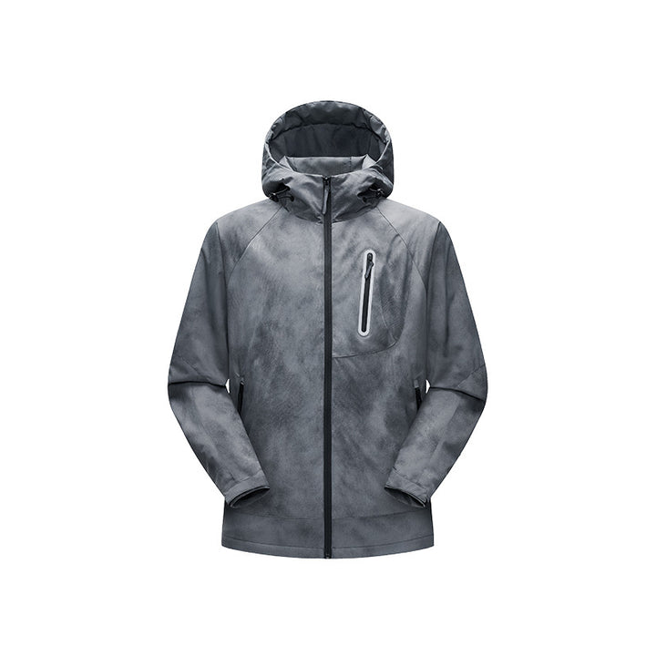 Men's Technical Rain Jacket with Hood Waterproof Shell and Reflective Chest Pocket Mune Fashion