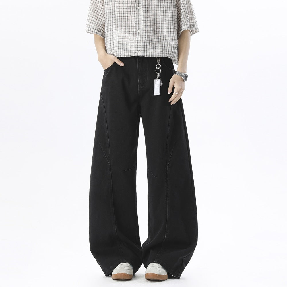 Men's Wide Baggy Jeans with High Waist, Extra Wide Leg, and Decorative Seams Mune Fashion