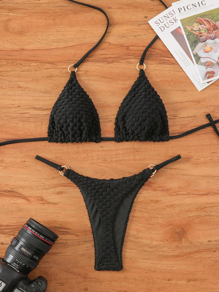 Women's Triangle Bikini with sophisticated texture mix Mune Fashion