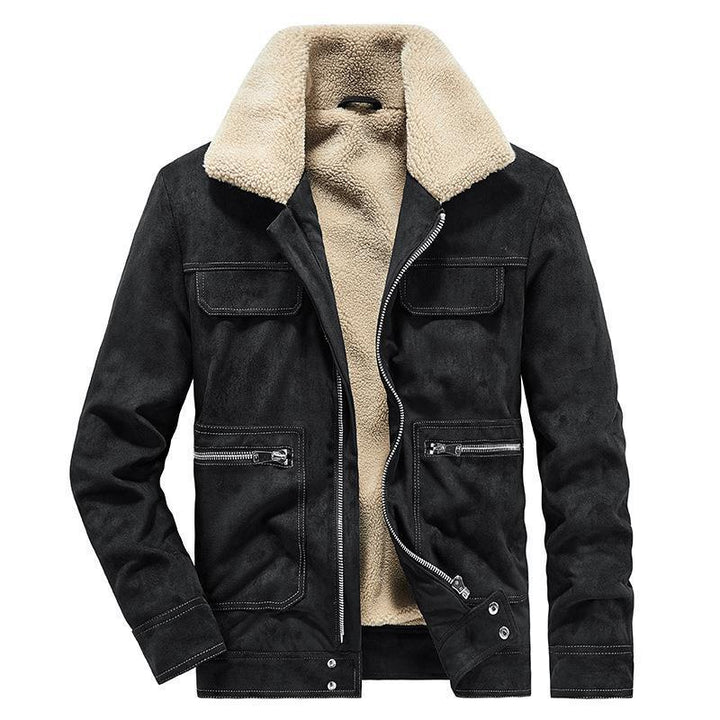 Men's velour imitation jacket in flight style with teddy lining and zip pockets Mune Fashion