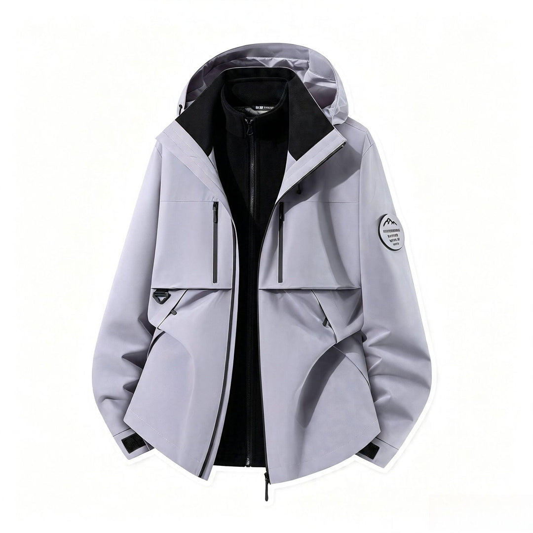 Men's three-layer softshell outdoor jacket with removable fleece lining and hood Mune Fashion
