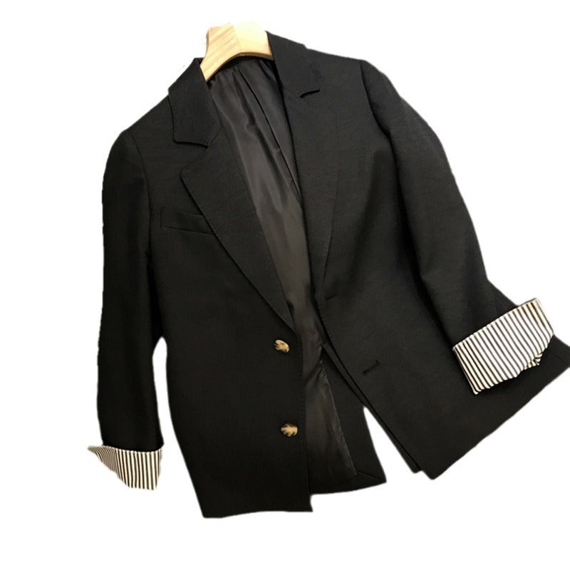 Women's Elegant Blazer with Contrasting Sleeve Cuffs Mune Fashion