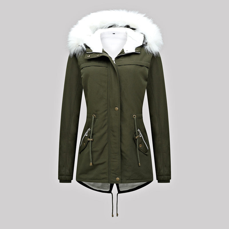 Women's Tailored Winter Parka with Thermofleece Lining and Detachable Faux Fur Hood Mune Fashion