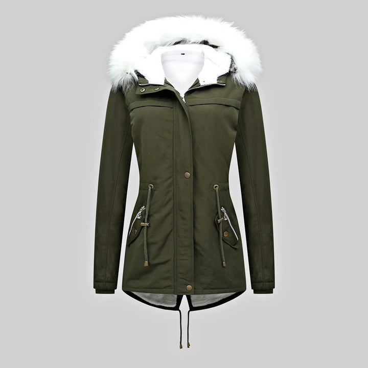 Women's Tailored Winter Parka with Thermofleece Lining and Detachable Faux Fur Hood Mune Fashion