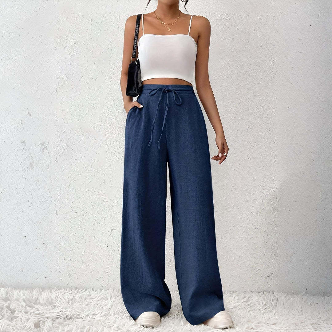 Women's trendy palazzo pants with elastic waistband