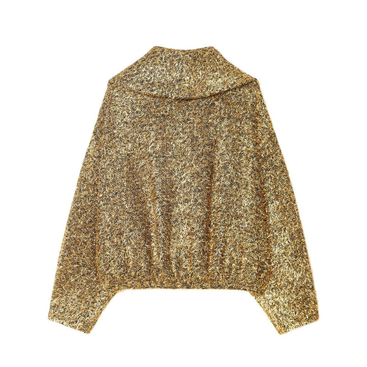 Women's cropped bouclé jacket with metallic effect and full-length zipper Mune Fashion