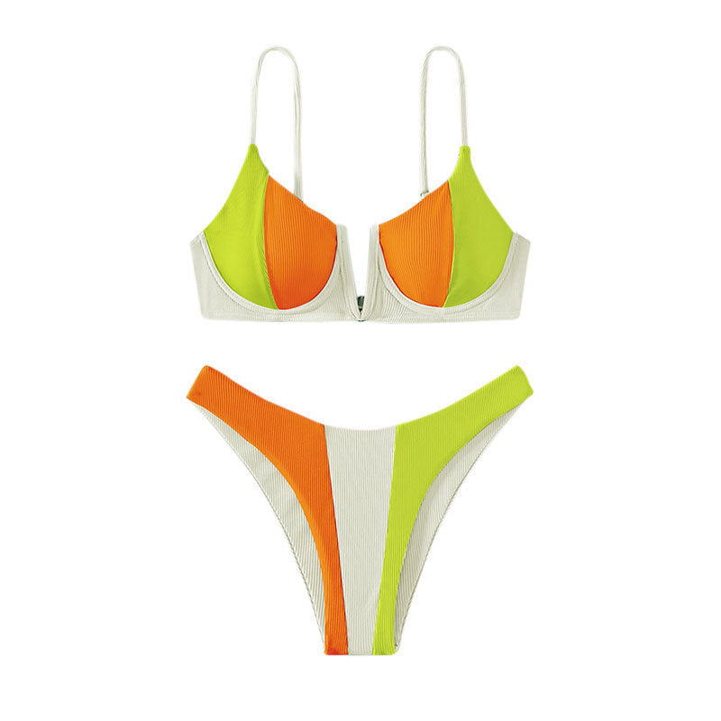 Women Triangle Bikini with modern color block details Mune Fashion