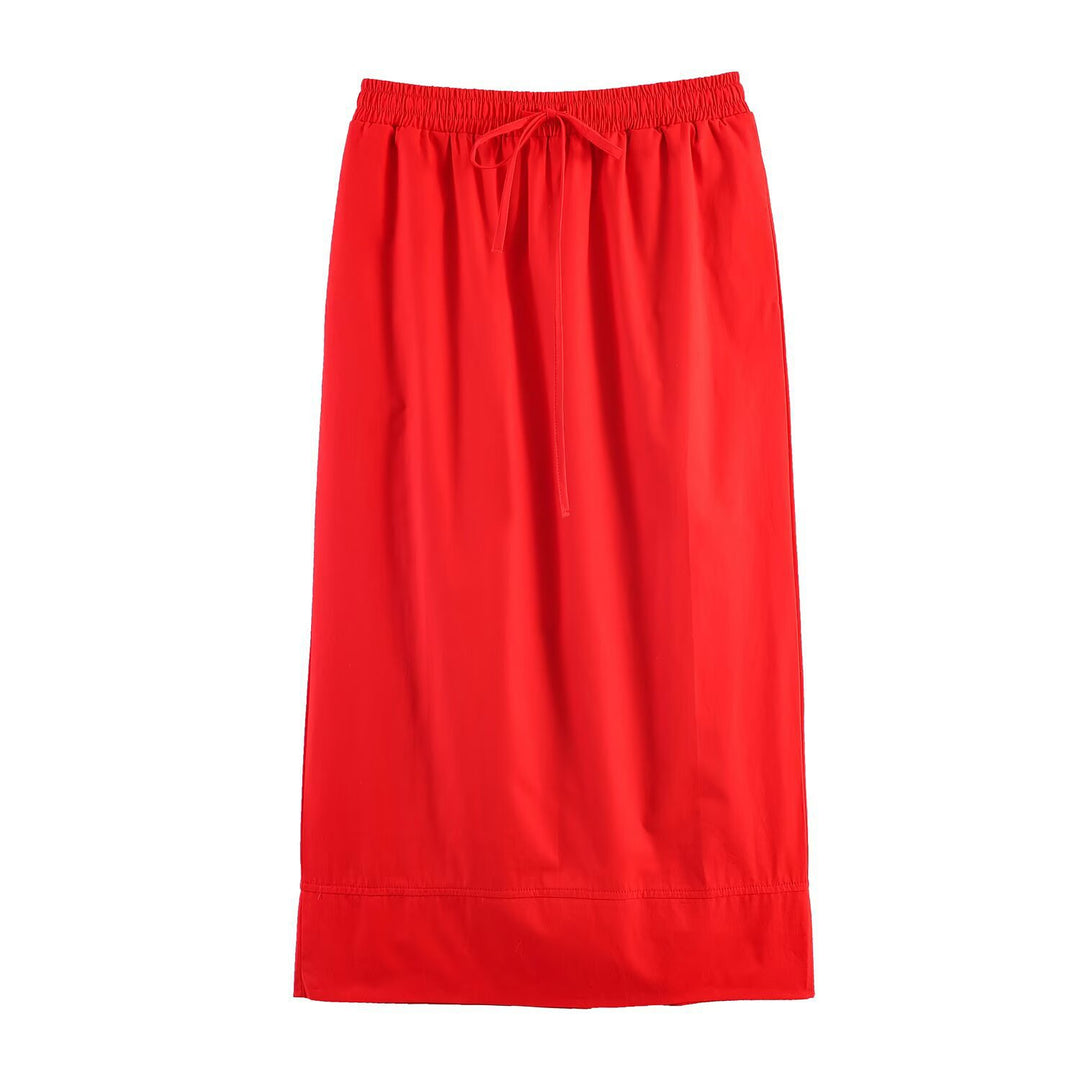 Women’s maxi skirt with elastic drawstring waistband and straight fall Mune Fashion